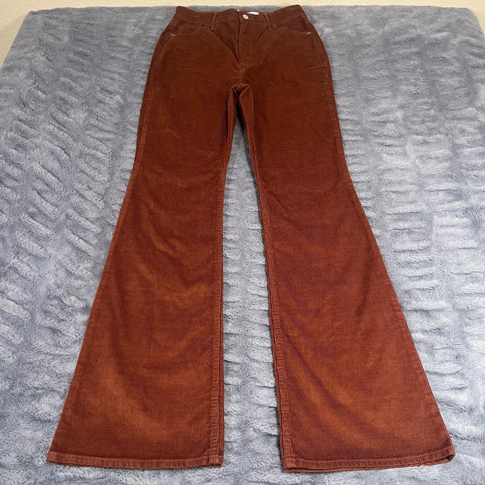 Old Navy Higher High-Rise Flare Corduroy Pants Rust Brown Size 4 Women 70s Style